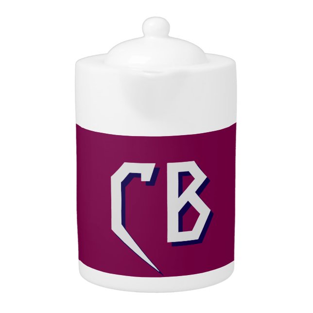 Professional Modern Monogram Minimalist Initials Teapot (Front)