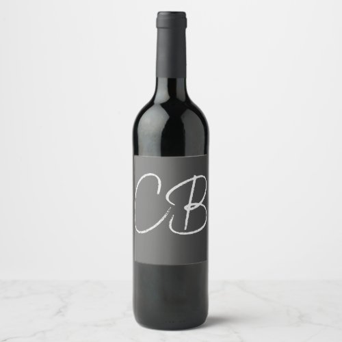 Professional Modern Monogram Minimalist Initials Wine Label