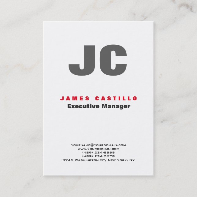 Professional Modern Monogram Minimalist Plain Bold Business Card (Front)