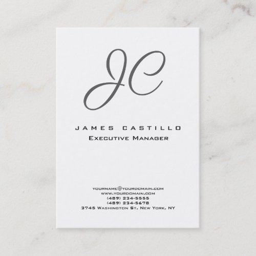 Professional Modern Monogram Minimalist Plain Business Card