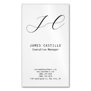 Professional Modern Monogram Minimalist Plain Business Card Magnet