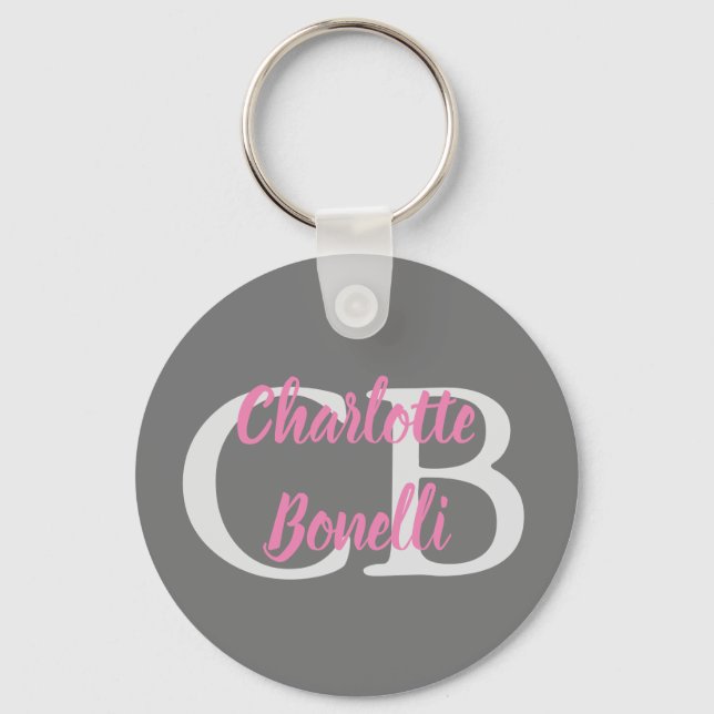 Professional Modern Monogram Name Minimalist Keychain (Front)