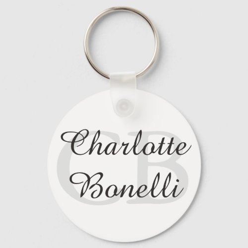 Professional Modern Monogram Name Minimalist Keychain