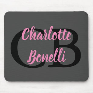Professional Modern Monogram Name Minimalist Mouse Pad