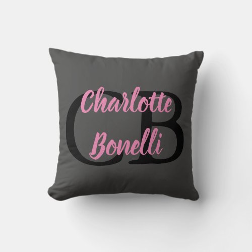 Professional Modern Monogram Name Minimalist Throw Pillow