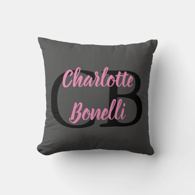 Professional Modern Monogram Name Minimalist Throw Pillow (Front)