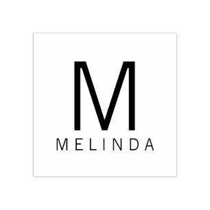 Professional Modern Monogram with Custom Name Rubber Stamp