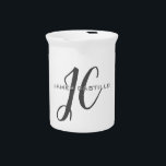 Professional Modern Monogrammed Minimalist Beverage Pitcher<br><div class="desc">Minimalist modern contemporary design</div>