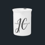 Professional Modern Monogrammed Minimalist Beverage Pitcher<br><div class="desc">Minimalist modern contemporary design</div>