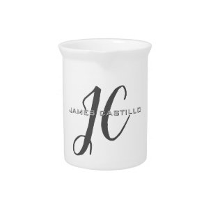 Professional Modern Monogrammed Minimalist Beverage Pitcher