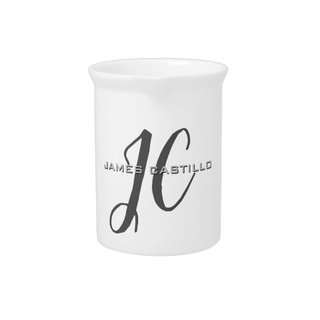 Professional Modern Monogrammed Minimalist Beverage Pitcher (Front)