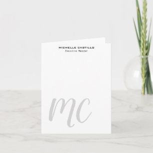 Professional Modern Monogrammed Minimalist Note Card