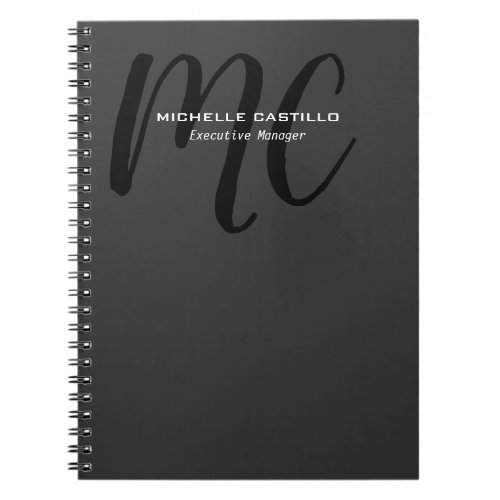 Professional Modern Monogrammed Minimalist Notebook
