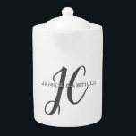 Professional Modern Monogrammed Minimalist Teapot<br><div class="desc">Minimalist modern contemporary design</div>