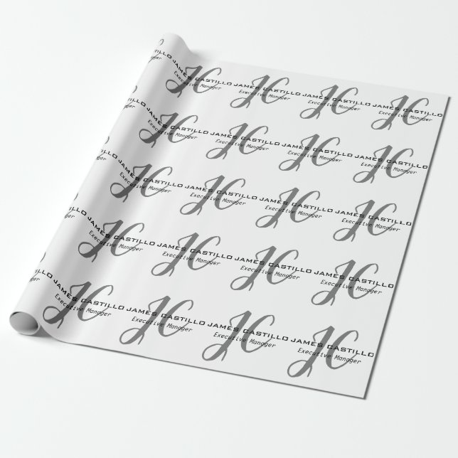 Professional Modern Monogrammed Minimalist Wrapping Paper (Unrolled)