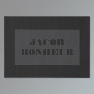 Professional Modern Name Dark Grey & Black Tissue Paper