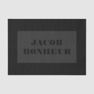 Professional Modern Name Dark Grey & Black Tissue Paper