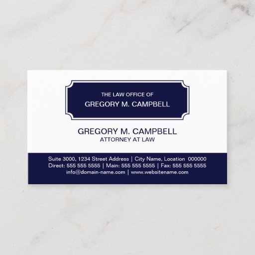Customizable Professional / Attorney Navy Blue Business Cards