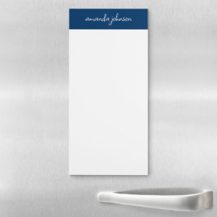 Professional Modern Navy Blue Monogram Full Name Magnetic Notepad