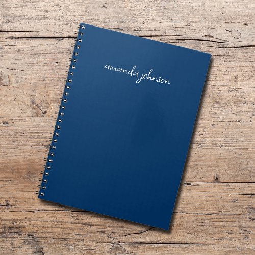 Professional Modern Navy Blue Monogram Full Name Notebook