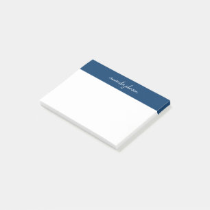 Professional Modern Navy Blue Monogram Full Name Post-it Notes