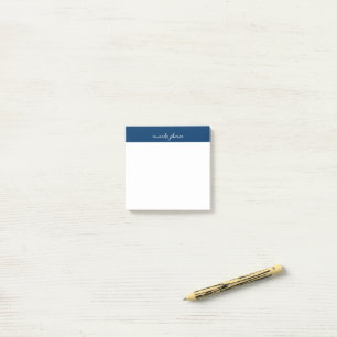 Professional Modern Navy Blue Monogram Full Name Post-it Notes