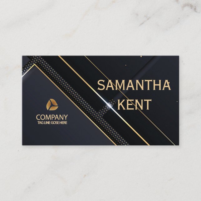 Professional Modern Navy & Gold  Business Card (Front)
