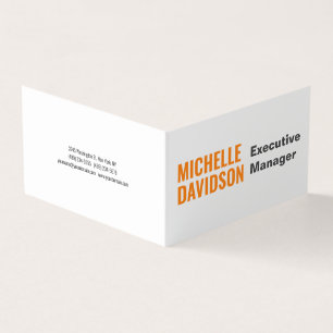 Professional Modern Orange White Minimalist Plain Business Card