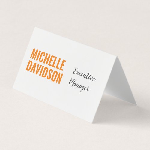 Professional Modern Orange White Minimalist Plain Business Card