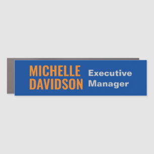 Professional Modern Orange White Minimalist Plain Car Magnet