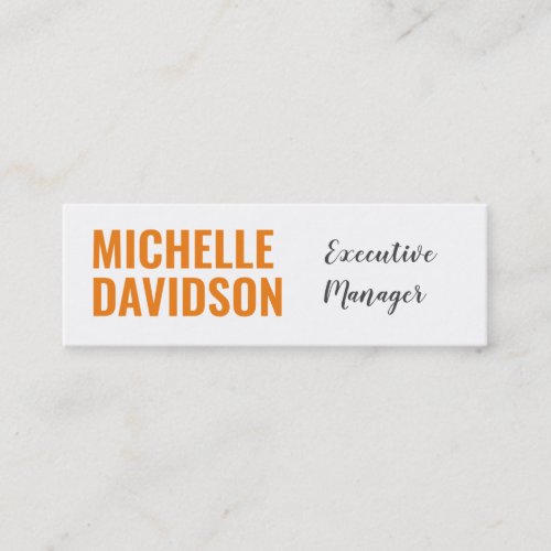 Professional Modern Orange White Minimalist Plain Mini Business Card