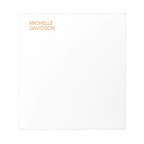 Professional Modern Orange White Minimalist Plain Notepad