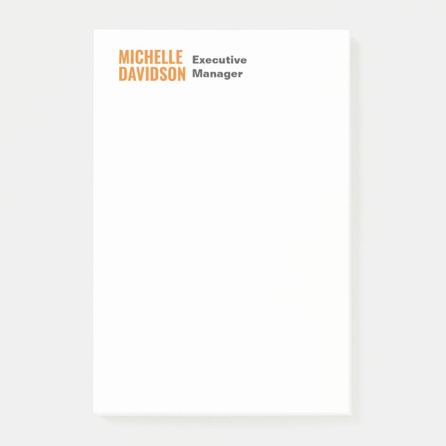 Professional Modern Orange White Minimalist Plain Post-it Notes (Front)