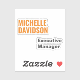 Professional Modern Orange White Minimalist Plain Sticker