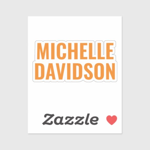 Professional Modern Orange White Minimalist Plain Sticker