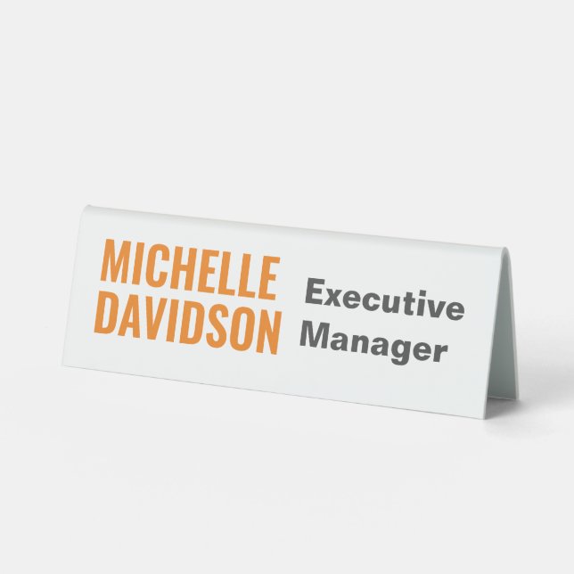 Professional Modern Orange White Minimalist Plain Table Tent (Front)