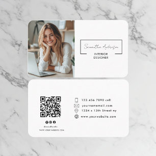 Professional Modern   Photo with QR Code  Business Card