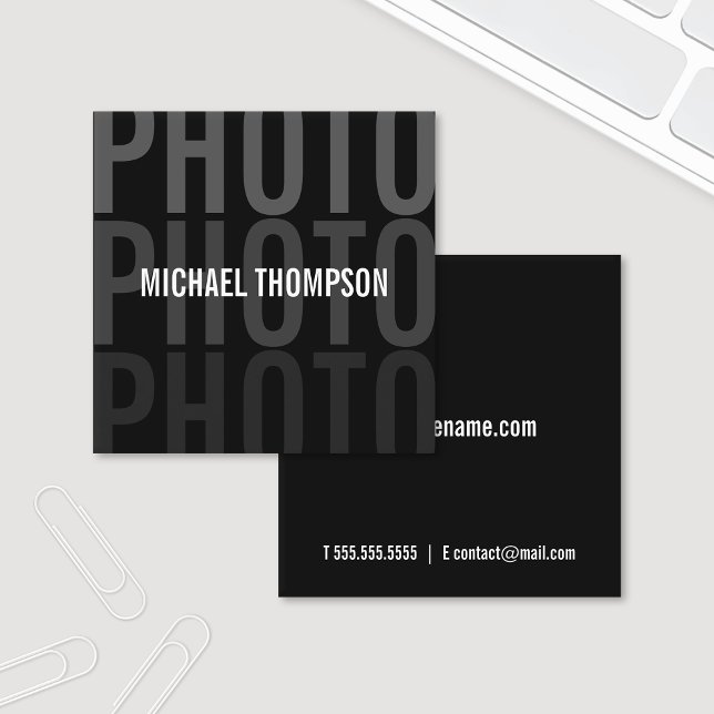 Professional Modern Photographer Square Business Card (Creator Uploaded)