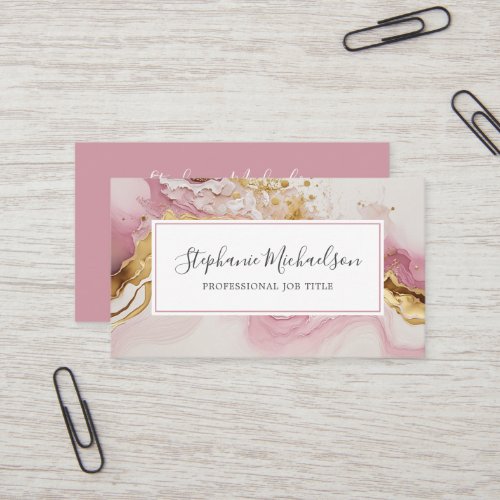 Professional Modern Pink Gold Abstract Business Card