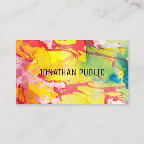 Professional Modern Pink Red Blue Yellow Abstract Business Card