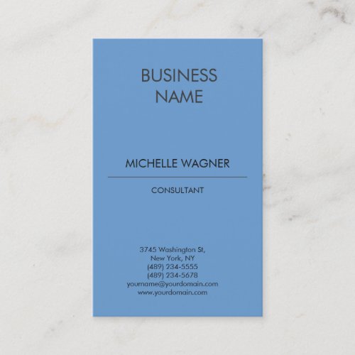 Professional Modern Plain Elegant Blue Grey Business Card