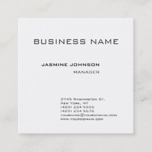 Professional modern plain minimalist square business card