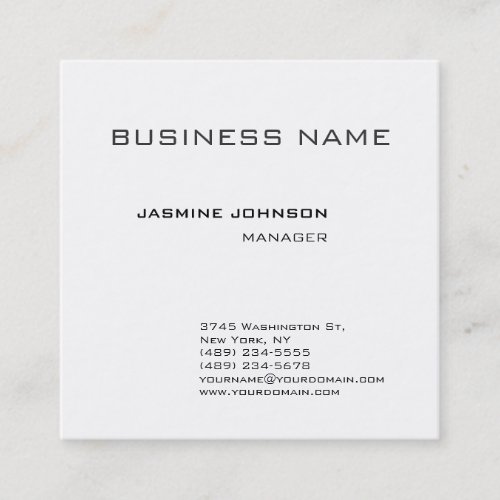 Professional modern plain minimalist square square business card