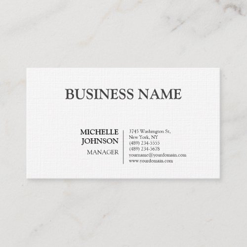 Professional Modern Plain Premium Linen Business Card