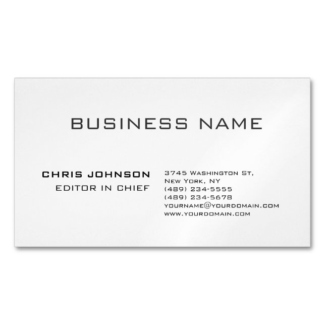 Professional Modern Plain Simple Business Card Magnet (Front)