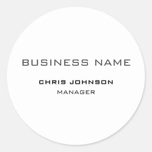 Professional Modern Plain Simple Classic Round Sticker