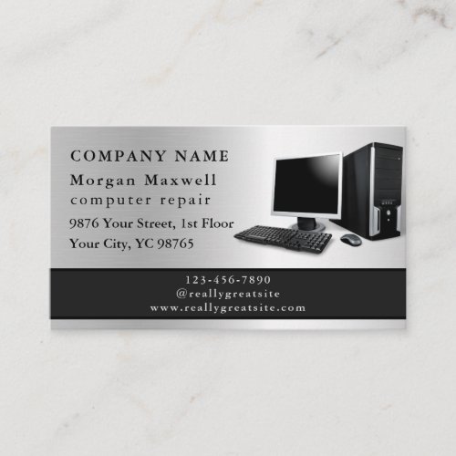 Professional Modern Plain Simple Computer Repair  Business Card