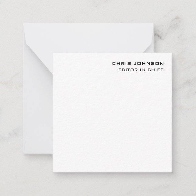 Professional Modern Plain Simple Note Card (Front)