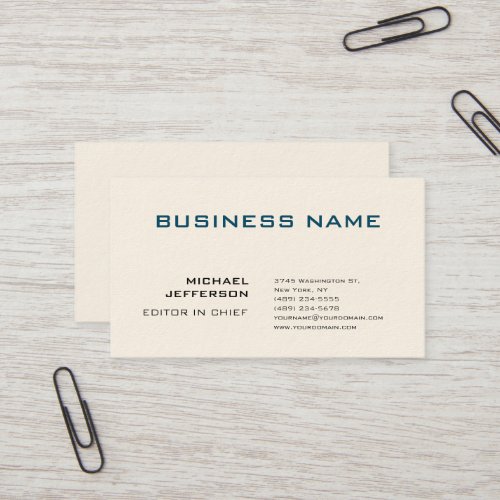 Professional Modern Plain Simple Signature Cream Business Card