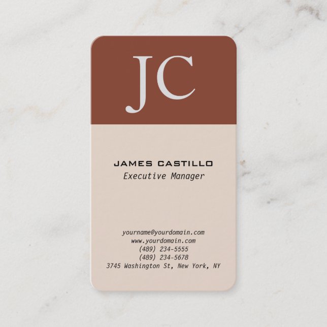 Professional Modern Premium Colors Monogram Business Card (Front)